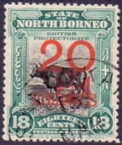 North Borneo Stamps : 1916 20c on 18c Bl