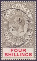 Gibraltar Stamps : 1921 4/- Black and Ca