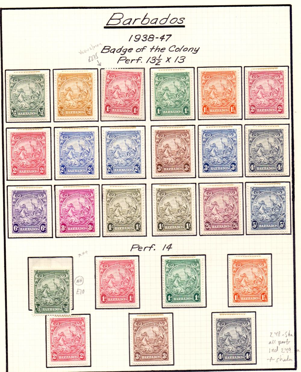 1938-47 Barbados Stamps,