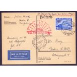 1931 24th July Graf Zeppelin Polar Flight card franked with a 2RM Polar Fahrt overprinted Zeppelin