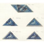 Cape of Good Hope stamps, album page of 4d Triangles used SG 19,