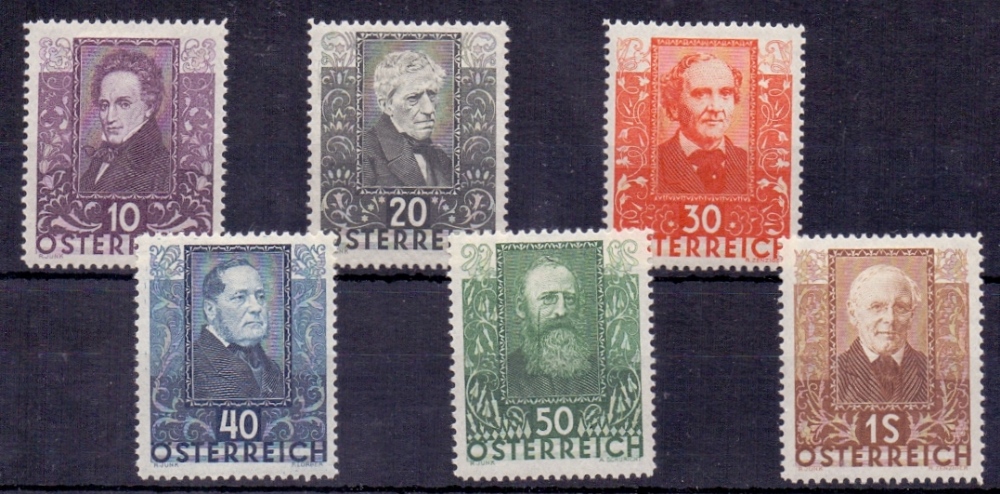 AUSTRIA STAMPS, 1931 Austrian Writers, lightly mounted mint set of 6, SG 672-77. Cat £110.