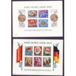 East Germany Stamps . Pair of Karl Marx Minisheets SG MSE111c.