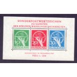 Germany Stamps, 1949 Berlin Minisheet, stamps are unmounted SG MSB70a Cat £1300,