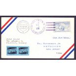 USA, 1952 first flight airmail cover from New York to Frankfurt by Swissair.