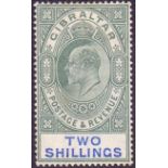 GIBRALTAR STAMPS : 1904 2/- Green and Blue,