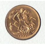 1921 Genuine Gold Sovereign (Perth Mint) in a hand painted cover produced by Benham depicting