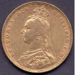 GOLD : 1890 QV Gold Sovereign good condition