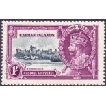 STAMPS : 1935 Jubilee CAYMAN IS., 1/- with Dot by Flagstaff variety, fine lightly M/M, SG 111h.