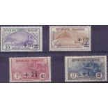 FRANCE STAMPS : 1922 Orphans Fund surcharged set of 4 to 5fr,