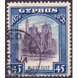 CYPRUS STAMPS :1928 50th Anniversary of British Rule. 45pi Violet and Blue.