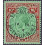 LEEWARD ISLANDS STAMPS : 1928 10/- Green Red and Green.