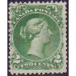 CANADA STAMPS : 1868 2c Green mounted mint SG 48 Cat £850