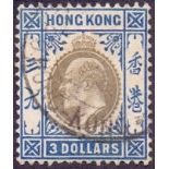 HONG KONG STAMPS ; 1903 $3 Slate and Dull Blue.