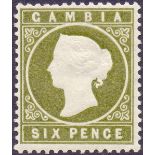 GAMBIA STAMPS 1886 6d Yellowish Olive Green.