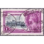 STAMPS : 1935 Jubilee MAURITIUS, 1 Rupee with Dot by Flagstaff variety, fine used, SG 248h.