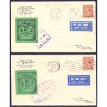 GREAT BRITAIN, 1933 12th April GWR Air Service, two covers with special 3d GWR labels,