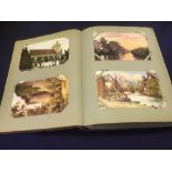 Old time postcard album including Otford, Sevenoaks, Ightam Moat, Tonbridge, Margate,