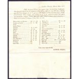 POSTAL HISTORY KENT, 1813 printed letter giving London prices for wheat, barley, malt, oats etc.