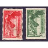 FRANCE STAMPS :1937 30c and 55c mounted mint (gum disturbance) SG 587-7 Cat £220