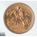 1912 Genuine Gold Sovereign in hand painted cover produced by Benham,