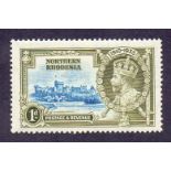 STAMPS : 1935 NORTHERN RHODESIA, 1d with diagonal line by turret variety, lightly M/M, SG 18a.