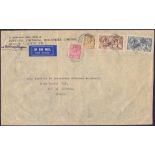 Great Britain : 1933 large envelope from London to Brasil with 10/- and 2/6 Seahorses,