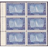 CANADA STAMPS : 1935 13c Blue.Unmounted mint block of 6 SG 340