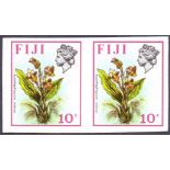 FIJI STAMPS : 1975 10c Flower in imperf horizontal pair, unmounted mint.