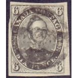 CANADA STAMPS : 1852 Albert 6c greenish grey with 4 close to large margins, used.