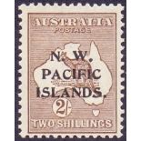 1915 2/- Brown over printed. Unmounted mint with un-even gum toning SG 91