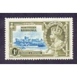 NORTHERN RHODESIA, 1d with diagonal line by turret variety, lightly M/M, SG 18a. Cat £100