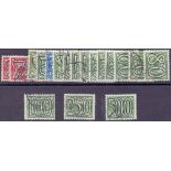 1940 complete surcharge set of 18, fine used, SG 522-39. SG cat £180