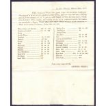 KENT, 1813 printed letter giving London prices for wheat, barley, malt, oats etc.