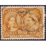 Canada STamps : 1897 $3 Jubilee good used example SG 138 Cat £800