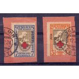 ESTONIA STAMPS : 1923 2 1/2m and 5m both used on piece SG 49 - 50B Cat £500