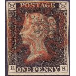 GREAT BRITAIN STAMPS : PENNY BLACK Plate 3 (EK) fine four margin example of this scarce plate,