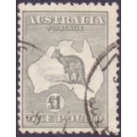 AUSTRALIAN STAMPS : 1924 £1 Roo grey,