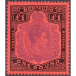 BERMUDA STAMPS : 1938 £1 Bright Violet Black and Scarlet, lightly mounted mint.