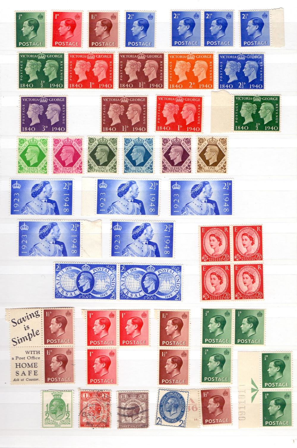 GREAT BRITAIN STAMPS : Accumulation in green stock book including Penny Black, - Image 5 of 6