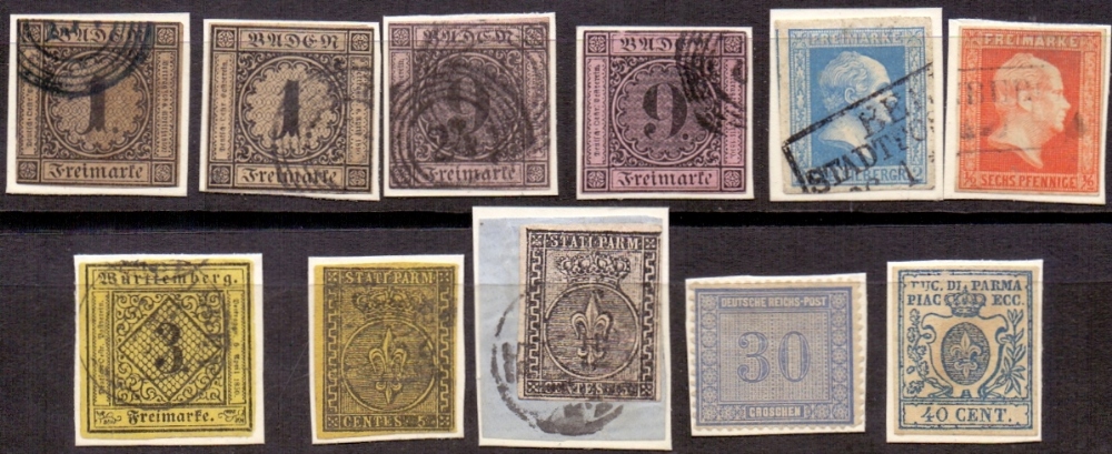 STAMPS : GERMAN & ITALIAN STATES, small selection of Baden to 9k used , Prussia,