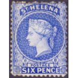 ST HELENA STAMPS : 1864 6d Ultramarine. mounted mint, tone marks on a few perfs.