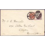 GREAT BRITAIN POSTAL HISTORY : 1893 cover with 1/2d Vermilion using in combination with a bisected