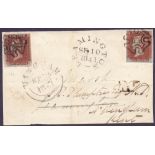 GREAT BRITAIN POSTAL HISTORY : 1841 front sent to Leamington & redirected to Wingham, Kent.