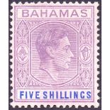 BAHAMAS STAMPS : 1938 5/- lilac and blue mounted mint SG 156 Cat £170