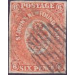 NEWFOUNDLAND STAMPS : 1860 6d orange vermilion,