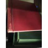 STAMP ALBUMS: Box of empty albums and reference books.