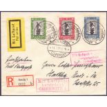 STAMPS POSTAL HISTORY : DANZIG, 1929 Philatelic Exhibition set on a registered airmail cover.