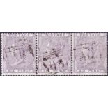 GB USED ABROAD STAMPS : GEORGETOWN 6d pale lilac fine used strip of 3 SG 70