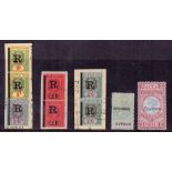 STAMPS : Small selection of mint and used fiscals including Fiji and Cyprus